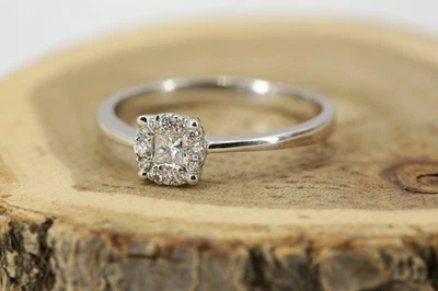 0,18 ct. Brillant Ring 750 Gold Ringgröße 54 Diamanten VS2 G-I Princess Cut 18K - Bild 1 von 4