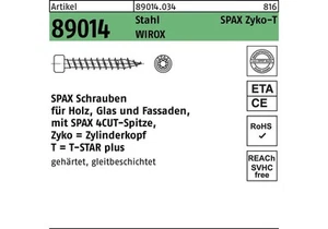 SPAX Zylinderkopfschraube R 89014 T-STAR 6 x 200 -T30 Stahl WIROX - Bild 1 von 1