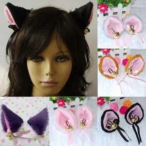 Funny Halloween Cosplay Party Anime Costume Hair Clip Bell Cat Ears - Picture 1 of 4