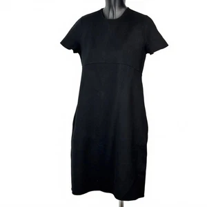 Vintage Max Mara Black Pure 100% Virgin Wool Short Sleeve Shift Dress UK 12 - Picture 1 of 8