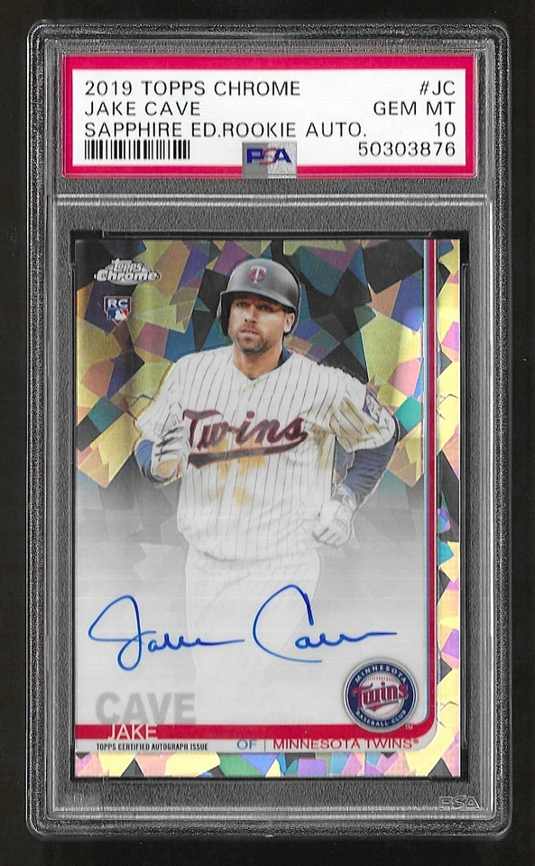 2019 Topps Chrome Sapphire Edition Autograph CSA-JC Jake Cave RC Rookie PSA 10 - Image 1 of 1