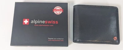 Alpine Swiss Men’s Spencer RFID Leather Wallet, Bifold with Flip ID - NIB - Image 1 of 4