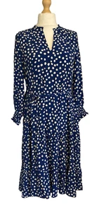 Hobbs Größe 12 Adela Kleid Blau/Creme Neu mit Etikett - Bild 1 von 10