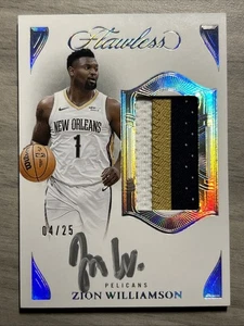 2024-25 Panini Flawless ZION WILLIAMSON Game Used 3 Clr Patch On Card Auto #/25 - Picture 1 of 10