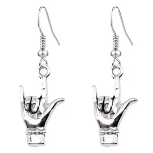 "I Love You" Handzeichen Ohrringe ASL Gebärdensprache Ohrhänger mit Geschenkbox - Bild 1 von 5