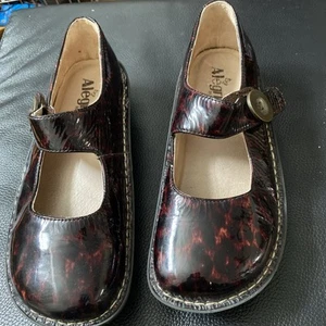 Alegria PAL-407 Paloma Brown Animal Print Patent Mary Jane Shoes Size 38 US 7.5 - Picture 1 of 7