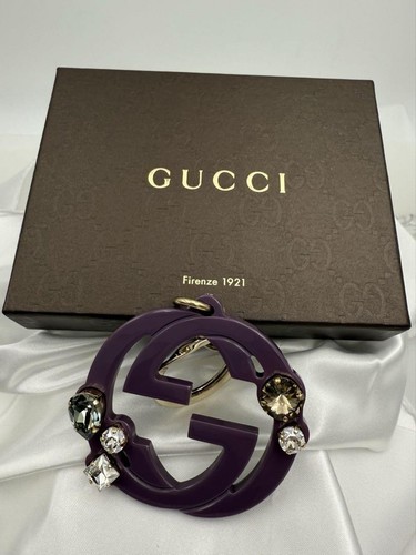 Autentico Gucci Incastro Viola Pietra 11 5 cm Charm Accessorio Casual