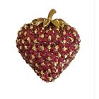 Ciner Gold Tone Red Rhinestone Strawberry Brooch Pin, Signed M723