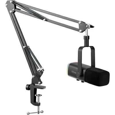 FIFINE XLR Streaming Mikrofon mit Arm USB Dynamisch Microphone Gaming PC Podcast - Bild 1 von 4
