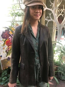 Remy Italian distressed leather Ladies Women's Jacket Brown Blazer lists $998 - Picture 1 of 2