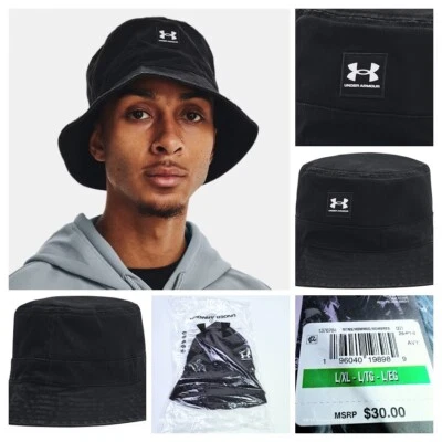 Sombrero de cubo Under Armour para hombre - L/XL - negro estilo de vida retro logotipo UA 1376704 NUEVO CON ETIQUETAS Foto 1 de 4