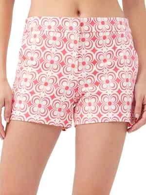 NUEVO CON ETIQUETAS - Pantalones Cortos Trina Turk 'Corbin 2' Estampado Geométrico, Positano Rosa/Blanco - Talla 2 Foto 1 de 3