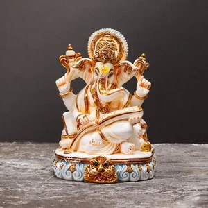 Ramayan Ganesh Statue in Culture Marble - Lord Ganesha Idol For Home Temple Gift - Picture 1 of 5