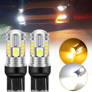 2 luces de estacionamiento DRL de doble color con señal de giro 7443 7444 LED blanco ámbar - Imagen 1 de 7