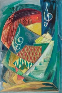 "Stairway to Heaven" Stunning Large Abstract Acrylic Painting with Musical Notes - Picture 1 of 9
