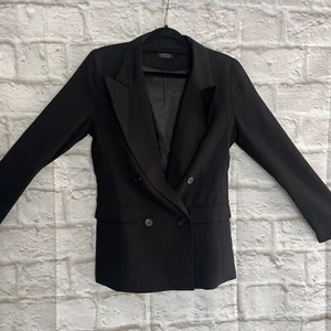 Forcast Black Double Breasted Blazer Jacket Pockets Work Corporate. Size 8. #WD - Picture 1 of 15