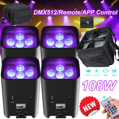 RGBWA UV Akku 108W Spot Wiederaufladbares LED Par DMX Bühnenlicht + Tragetasche - Bild 1 von 4