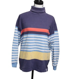 Vintage Eddie Bauer Pullover Damen Large Rosa Blau Colorblock Rollkragen Sweatshirt - Bild 1 von 5