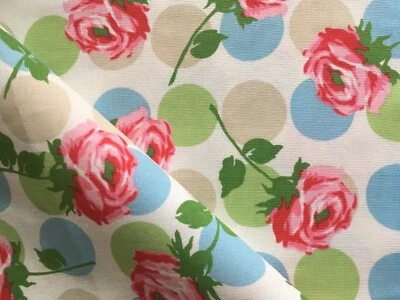 50cm x 45cm Wide Cath Kidston Rose Bubble Cotton Duck Fabric New Spot Floral - Image 1 of 4