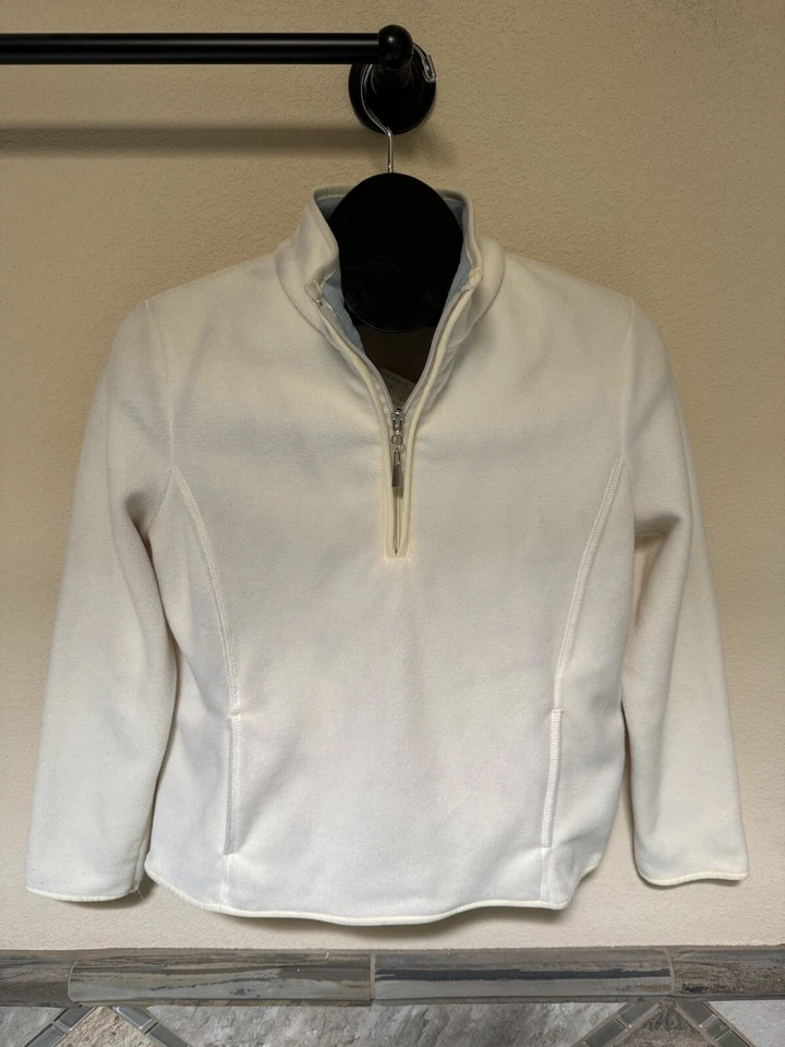 NUEVO CON ETIQUETAS JERSEY POLAR PETITE SOPHISTICATE Talla P Media Cremallera Borde Marfil Verde azulado Foto 1 de 4