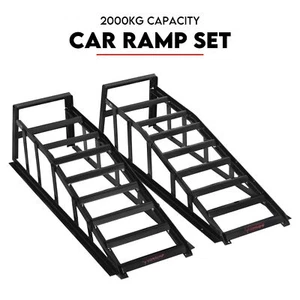 Heavy Duty Portable Car Loading Ramp Set 2000kg Maintenance Steel Frame Pair - Picture 1 of 6