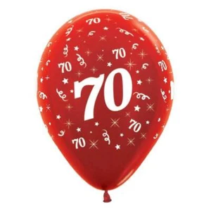 Metallic Red Age 70 Latex Balloons 30cm 25pk 70th Birthday Party Decorations - Picture 1 of 1