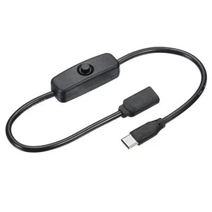 USB Kabel mit 304 EIN/AUS Schalter USB Typ C Stecker zu Buchse 35cm Schwarz - Bild 1 von 5