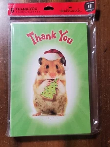 HOLIDAY Thank You Pack 6 Cards Hampster Gift Family Christmas HALLMARK - Picture 1 of 2