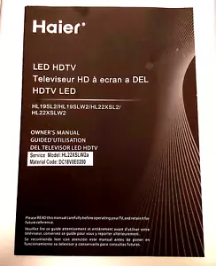 Haier LED TV Owners User Manual HL22XSLW2a - Picture 1 of 1