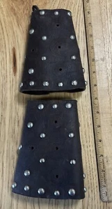 Vintage Western Wrist Guard Bracers Brown Leather Studded Cowboy Show - Picture 1 of 8