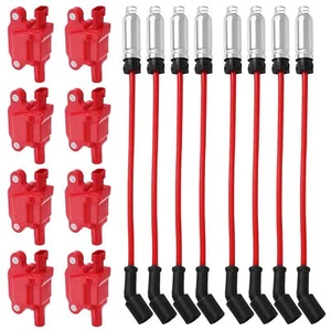 8 Ignition Coil + Spark Plug Wire For GMC Chevy Silverado 1500 5.3L 6.2L UF413 - Bild 1 von 8