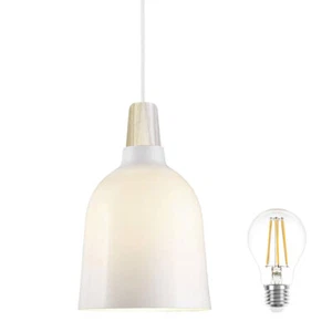Nordlux LED Pendelleuchte Karma Nordic 20 Opal Holz Ø20cm 7W = 60W E27 UVP 139€ - Bild 1 von 5