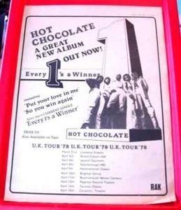 Hot Chocolate Every 1's A Winner Vintage ORIG 1978 Press/Mag ADVERT Poster-Size - Picture 1 of 3