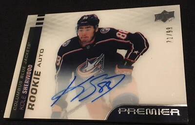 2019/20 UD Premier Kyle Sherwood Rookie Auto #AR-KS 71/99 Blue Jackets - Image 1 of 2