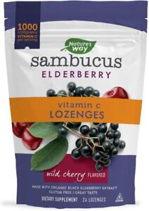 Nature’s Way Sambucus Elderberry Lozenges, 1000 mg Vitamin C Per Serving,... 