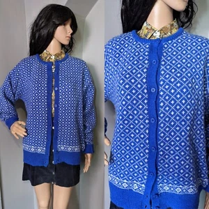 Vintage Laura Ashley Wool Cardigan Fairisle Landgirl Jumper Christmas S 8 10 12 - Picture 1 of 9