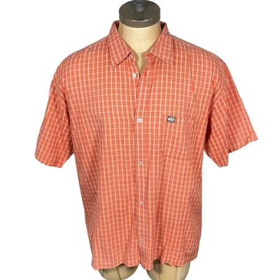 Camisa de algodón a cuadros naranja manga corta Quiksilver para hombre - talla XL Foto 1 de 4