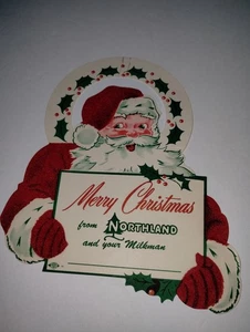 Colgador de botellas vintage Milk Man Northland Dairy parcheado Santa Claus Feliz Navidad - Imagen 1 de 3