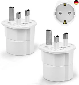 2 Stück Reiseadapter UK Adapter England Deutschland Stecker, Reisestecker Typ G - Bild 1 von 6