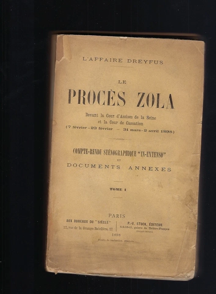 affaire Dreyfus le procès Zola compte tenu in-extenso - Photo 1/1