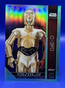 2023 Topps Finest Star Wars The Force Awakens C-3PO #FN-32 Aqua Refractor 75/199 - Picture 1 of 8