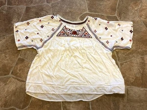 Knox Rose bestickt Viskose Raglanärmel Bauern Boho Hi-Lo Saum Top S - Bild 1 von 8