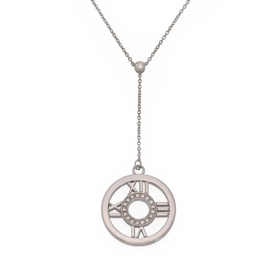 Tiffany & Co. Collar Atlas Diamante Oro Blanco 18k Colgante Redondo Lariat Foto 1 de 4