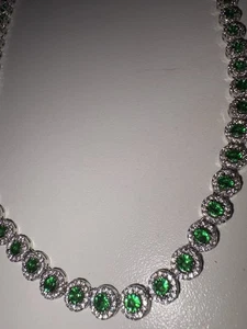 Rachel Zoe Los Angeles New York Cubic Zirconia Tennis Necklace 17” Emerald Green - Picture 1 of 8