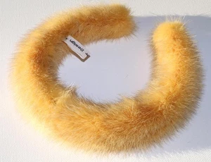 Nerz Haarreif Pelz Hals Haar Schmuck Frisur Braut Alice Hair Band Fur Mink Gelb - Bild 1 von 5