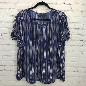 Talbots Top Womens 2X Blue Lightweight Short Sleeve Basic Casual V-Neck Blouse - Picture 1 of 13