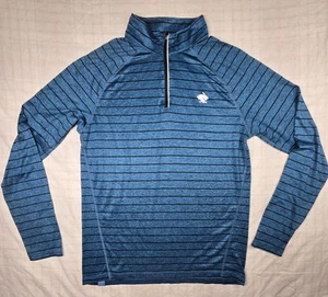 Rabbit Mens EZ Zip 1/4 Zip Activewear Pullover Running Training Blue Stripe S - Picture 1 of 9