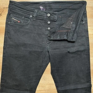 Diesel Jeans Men 33x32 Black Larkee Beex Regular Tapered Stretch Grunge 0688H - Picture 1 of 13
