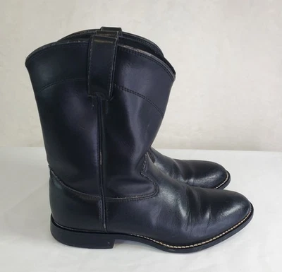 Botas occidentales de trabajo de cuero Justin juveniles JK301 talla 4,5D punta almendra negras Foto 1 de 4