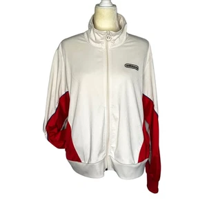 Adidas 70er Trainingsjacke Übergröße 2X Reißverschluss Retro Oberteil Rot Off White Logo Monogramm - Bild 1 von 10